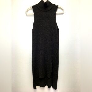 Zara Knit Italian Yarn Mock Neck Sleeveless Midi Dress Medium Brown Alpaca Wool